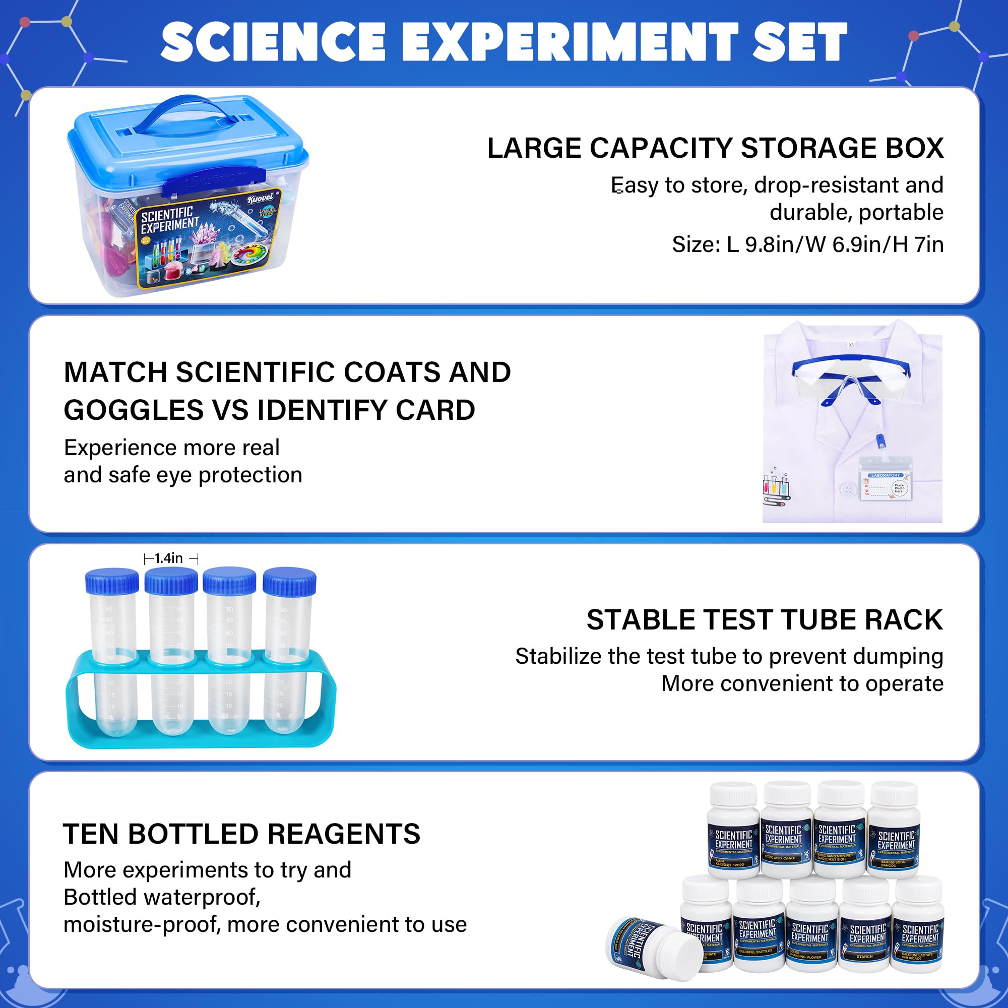Science Kit for Kids,120 Science Lab Experiments,Scientist Costume Role Play Stem Educational Learning Scientific Tools,Birthday Gifts and Toys for 6 7 8 9 10-12 Years Old Boys Girls Kids