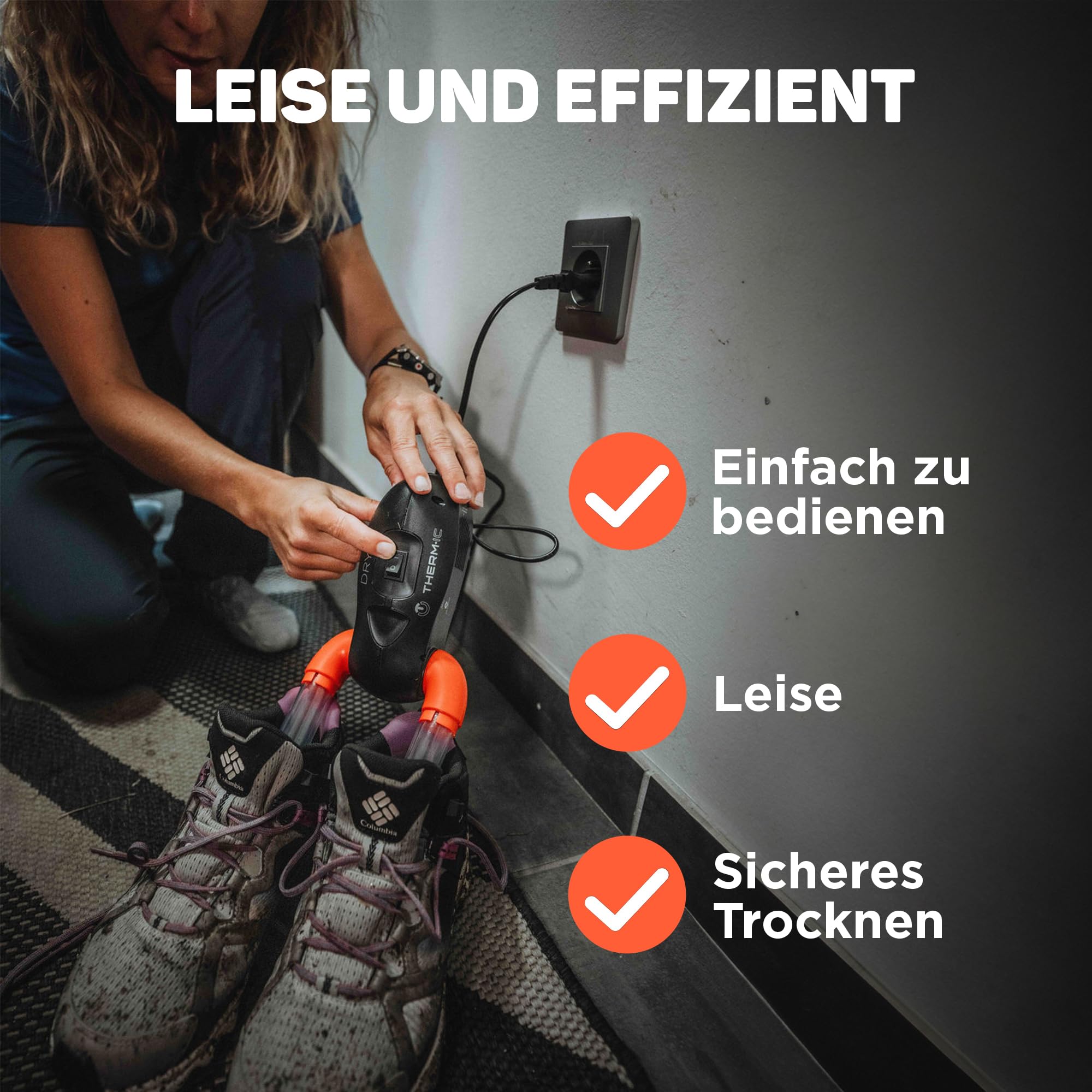 Schuhtrockner, Dryer, einfach zu bedienen, kompakt und leise, trocknet Schuhe und Handschuhe, verstellbare Schlauchlänge, passt in alle Schuh- und Handschuhgrößen