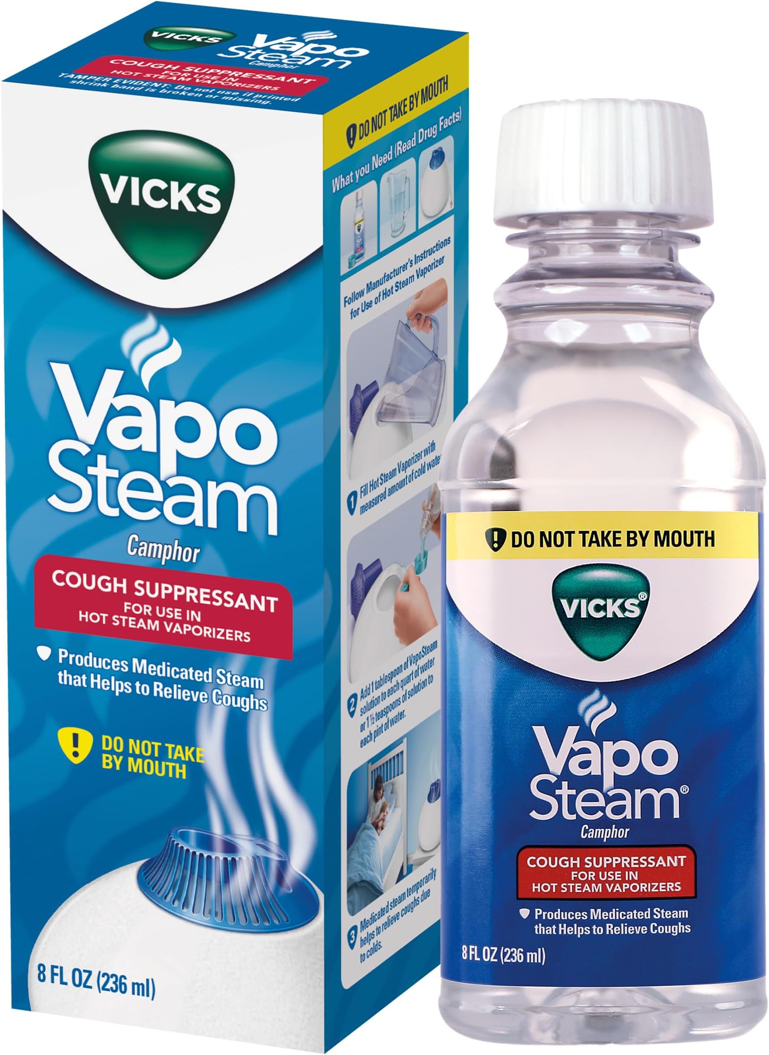 Vicks VapoSteam Medicated Liquid with Camphor, a Cough