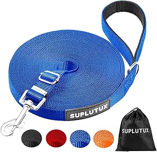 Schleppleine für Hunde, Laufleine für Hunde – Verstellbare Hundeleine mit Gepolstertem Griff inkl. Aufbewahrungstasche, Ideal für Training, Spaziergänge und Outdoor (Blau, 15m/50ft)
