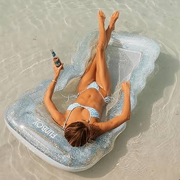 FUNBOY ビーチタオル Amazon.com: FUNBOY Giant Inflatable Luxury Blue Glitter Mesh