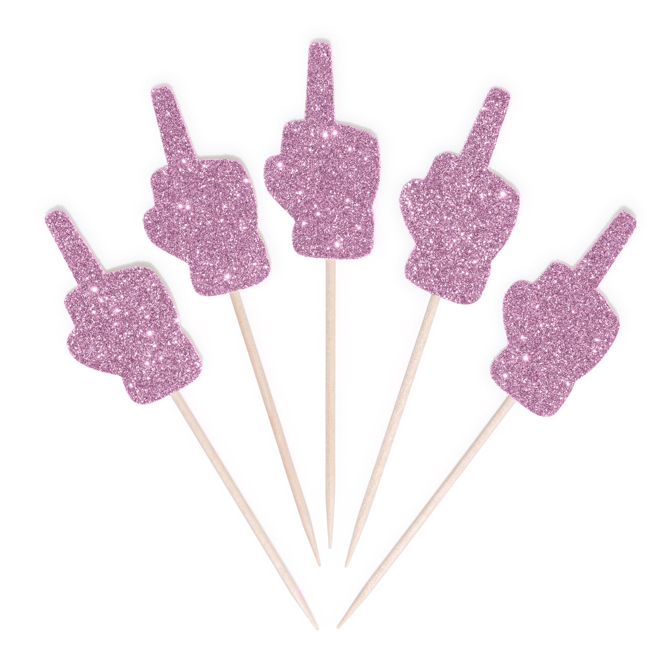 CloverCrafts 12 x Glitter Middle Finger Cupcake Toppers β Divorce Party Celebration Decor (Pink)