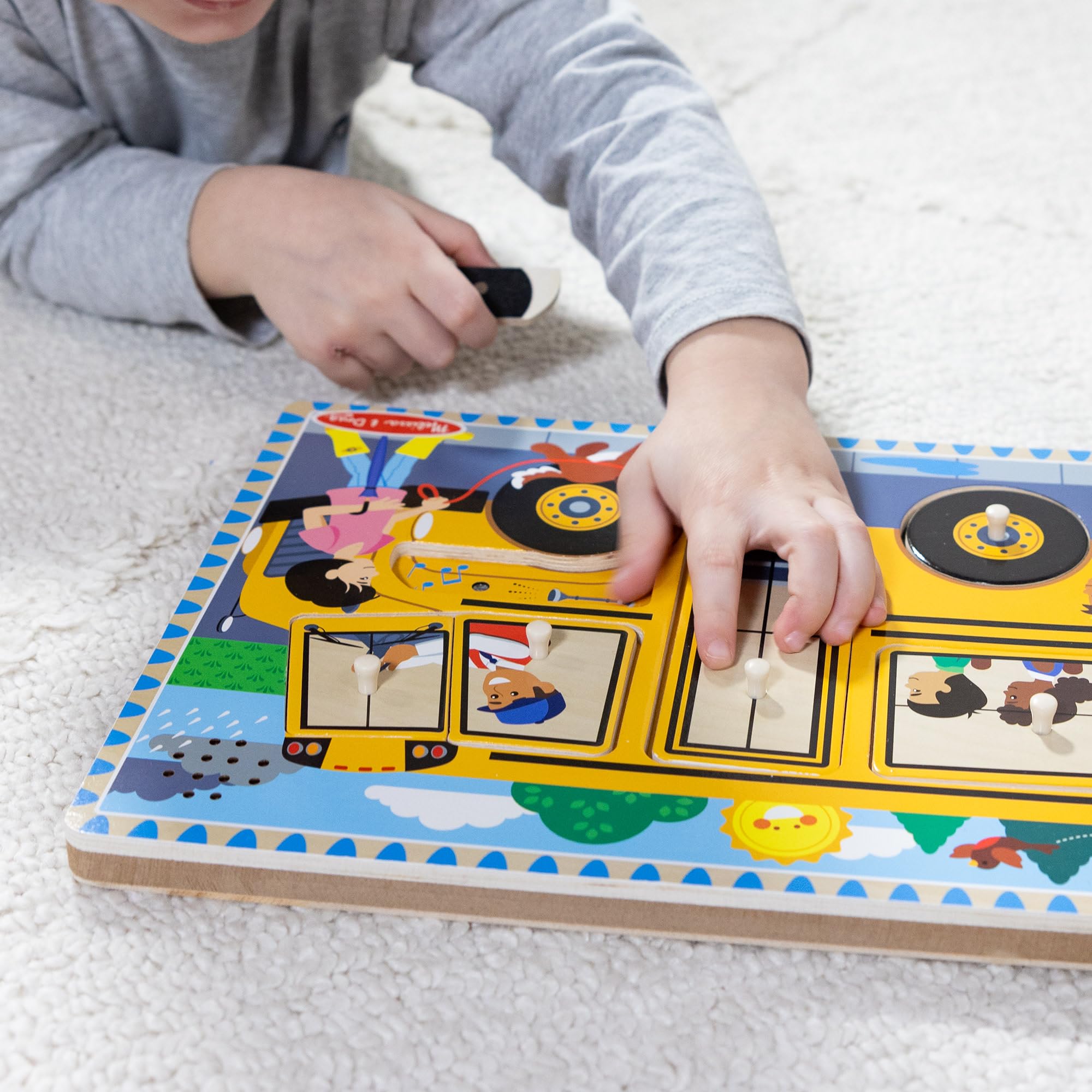 Melissa & Doug Puzzle in Legno per Bambini, L'autobus parlante, Puzzle sonoro, Incastri, 2 Anni Pezzi Grandi, Gioco Bambino, Regalo Bimba