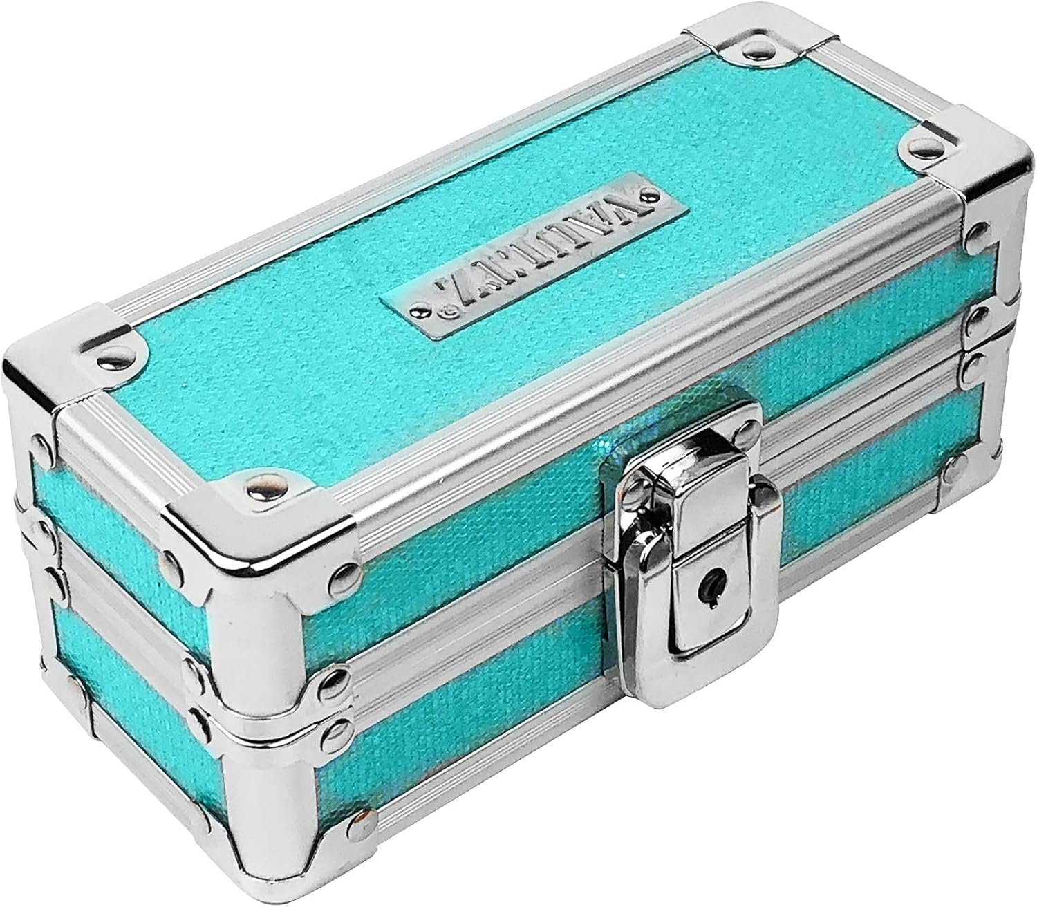 Vaultz Locking Sunglass Case, Blue/Teal Sparkles, 6.5” W x 2.75” L x 2.75” D : Clothing, Shoes & Jewelry