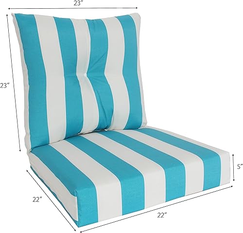 Miniatura 2 de RULU Juego de 2 piezas para exterioresinteriores (asiento de 22 x 22 x 5 pulgadas + cojín de respaldo de 23 x 23 x 7 pulgadas) Cabaña turquesa,