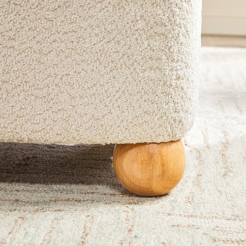 Miniatura 7 de Walker Edison Linley - Otomana contemporánea Bouclé de almacenamiento, con patas de madera, color marfil