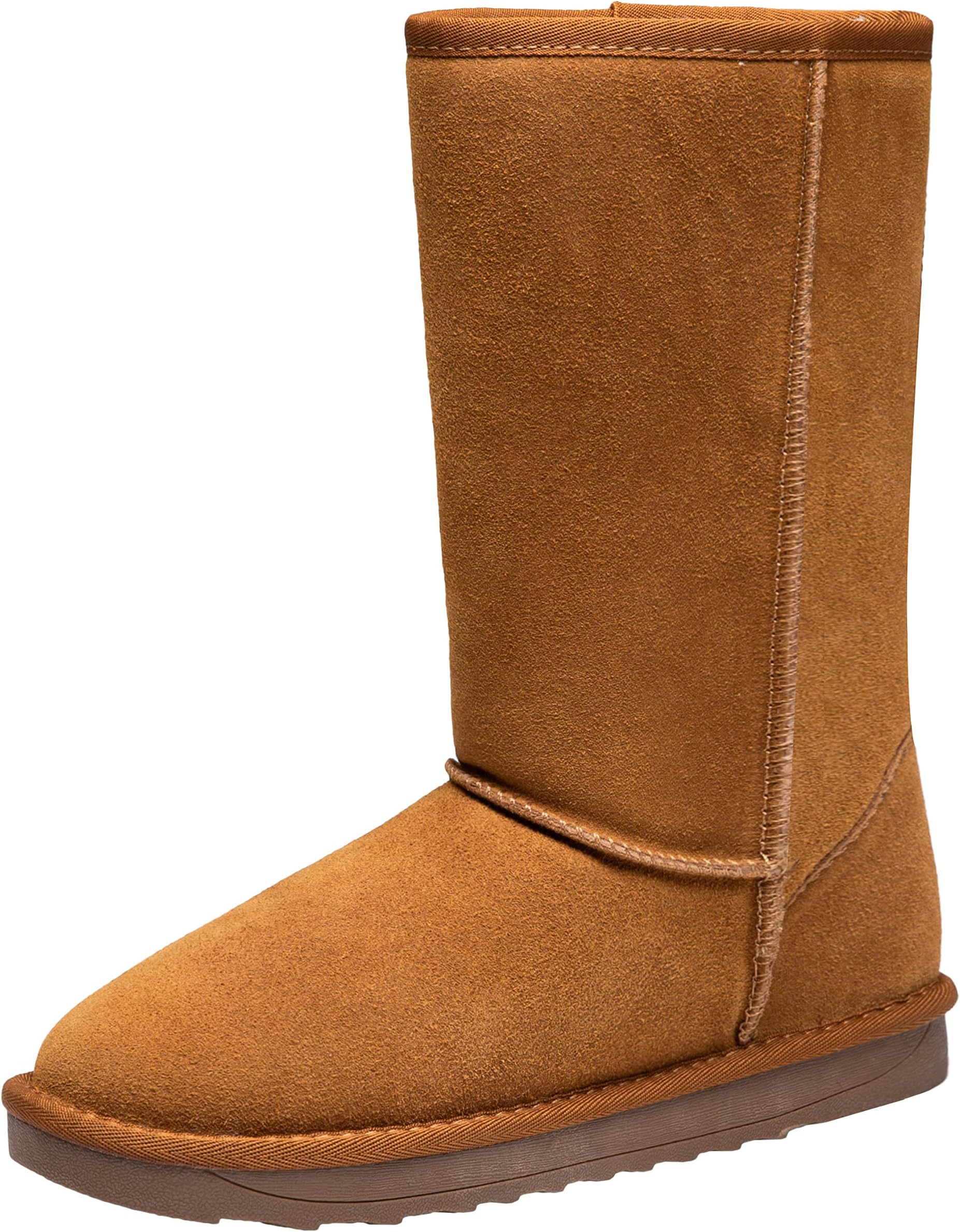 Vepose Women's Boots Suede Snow Booties Warm Mid Calf Fashion Classic Knee High Shoes, Tall 988 Brown, 8 UK