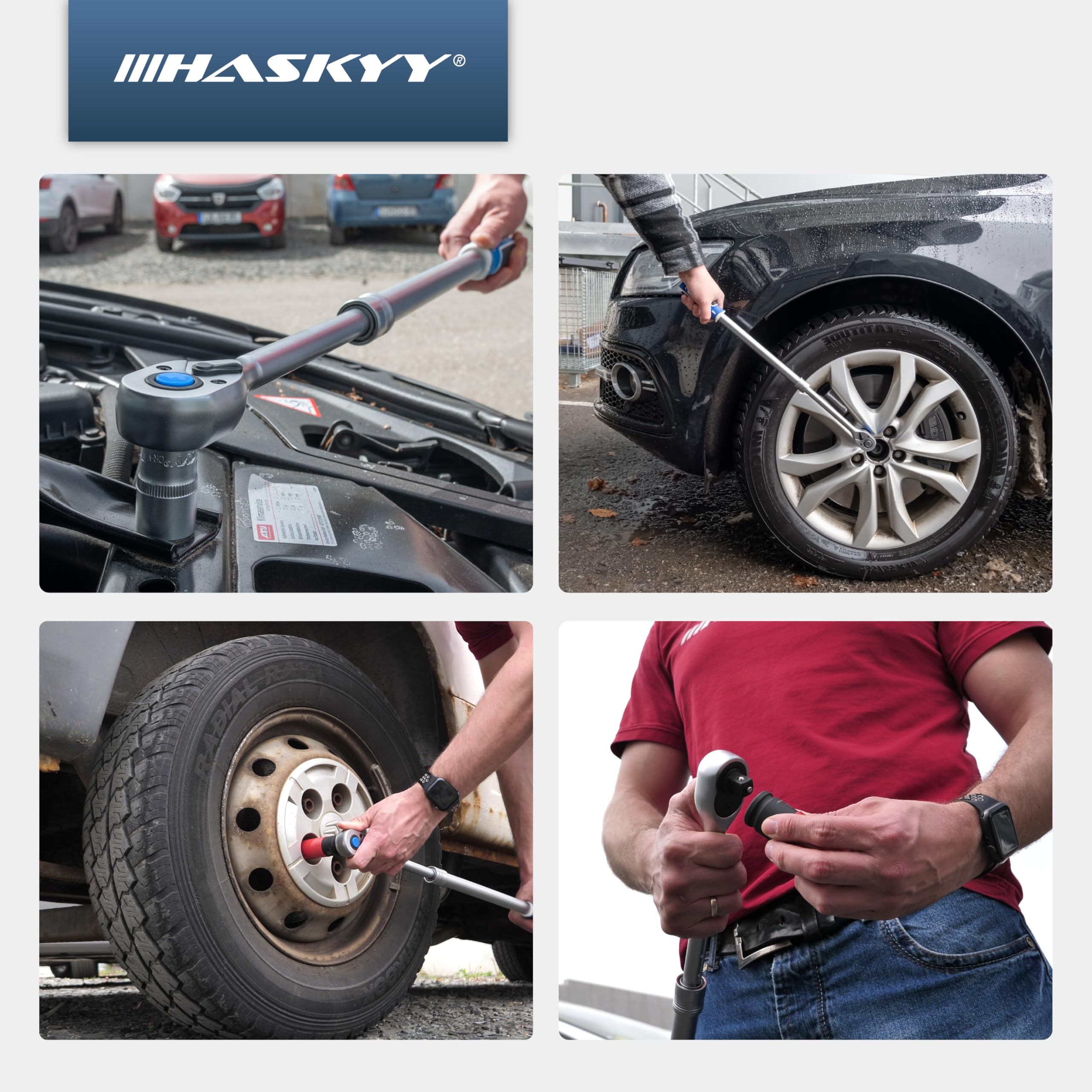 HASKYY Clé à cliquet télescopique 1/2" - Cliquet réversible 61-75 cm - Cliquet à levier long extensible (1/2" 610-750 mm)