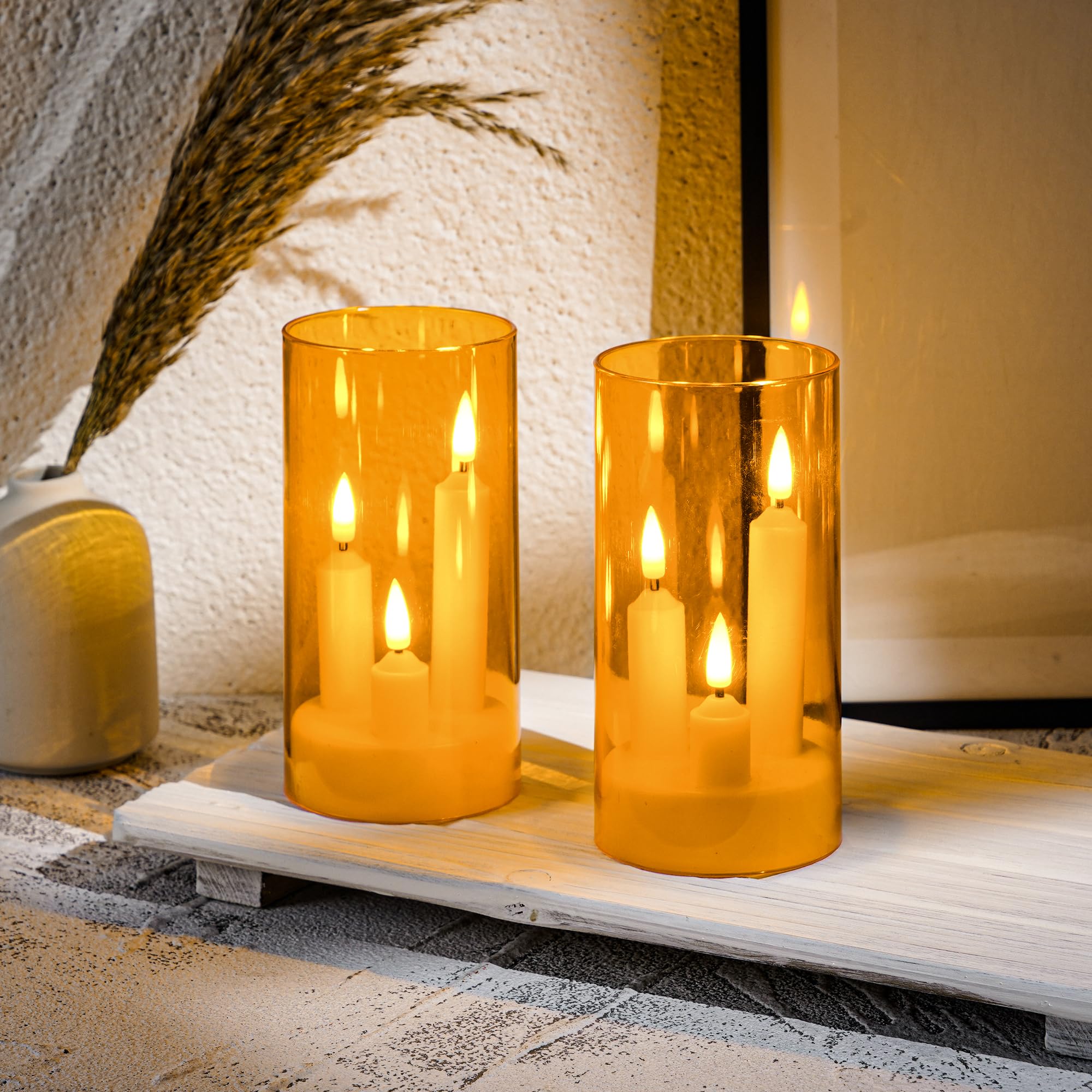 Snapklik.com : Da By LED Flameless Candles, Gold, Battery Operated