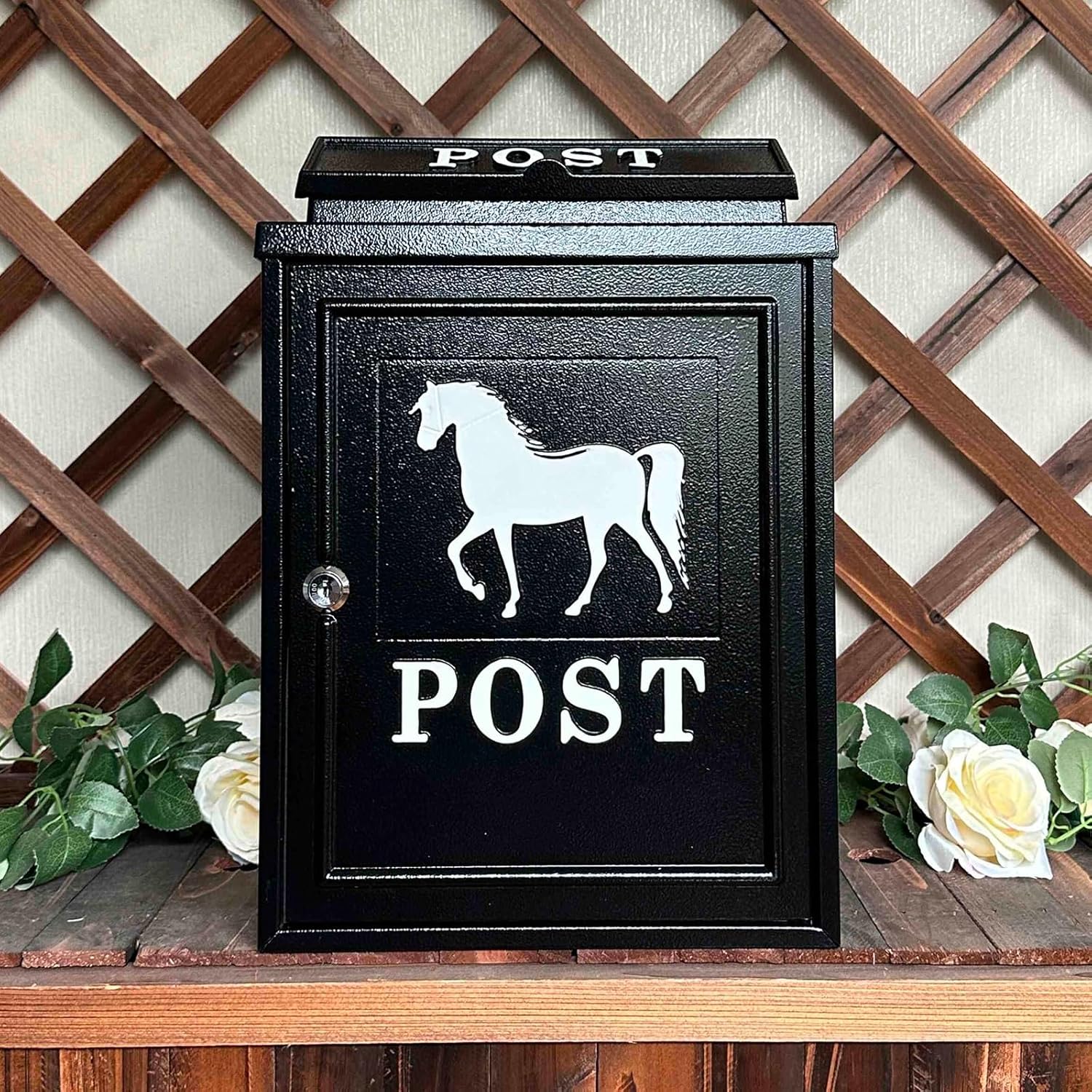Mailboxes for Outside, Mailbox, Wall Mount Mailboxes for Outside, Residential Mailboxes, Outside Mailboxes, Metal Mailbox, European-Style Wall-Mounted Mailbox, Locking Security(White Horse)