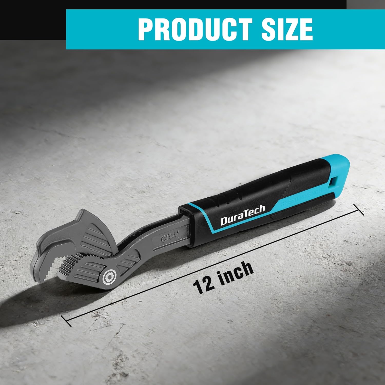 DURATECH 12-Inch Self-Adjusting Wrench, Multifunctional Self-Locking Pipe Wrench, Adjustable Size 3/4"-1-5/8"(19-41 mm), CR-V Steel, Non-Slip TPR Handle, for Home Repair, Mechanic and DIY Projects