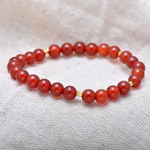 Miniatura 3 de 6MM Natural Red Chalcedony Beads Stretch Bracelet Small for Girls Women 6.5"
