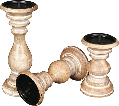 Miniatura 2 de The Wooden Town - pilares decorativos de madera para velas