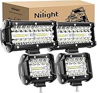 Vista 19 de Nilight 2 cápsulas de luz LED de triple fila de 4 pulgadas, 60 W, combo inundación punto, 6000 lm, 2 unidades, 6.5 pulgadas, 120 W, barra de luz