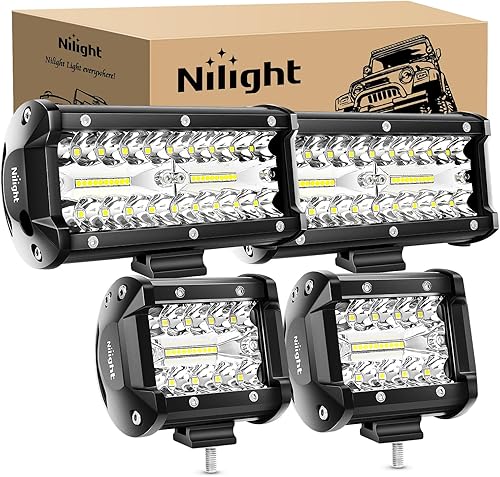 Miniatura 20 de Nilight - 2 luces LED de triple fila de 4 pulgadas, 60W y 6000LM y haz amplio combinado, barra de luz con soporte de montaje tipo pilar-A y kit