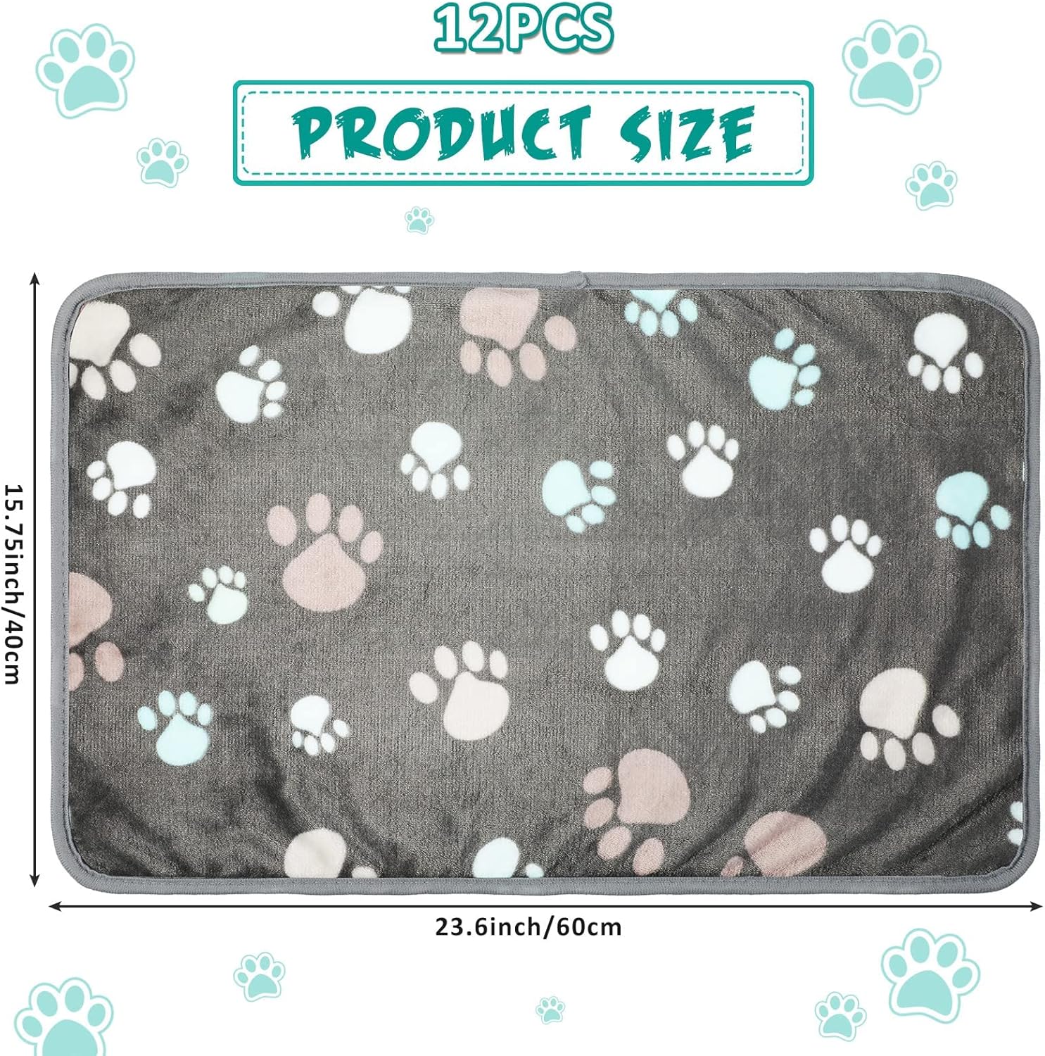 Tegeme 12 Pieces Pet Blanket Soft Fleece Dog Blanket Fluffy Doggie Blanket Warm Felt Throw Blanket Cute Paw Print Throw Blanket Puppy Kitten Sleep Mat Bed Covers for Dog Puppy Cat (Dark Gray) : Pet Supplies