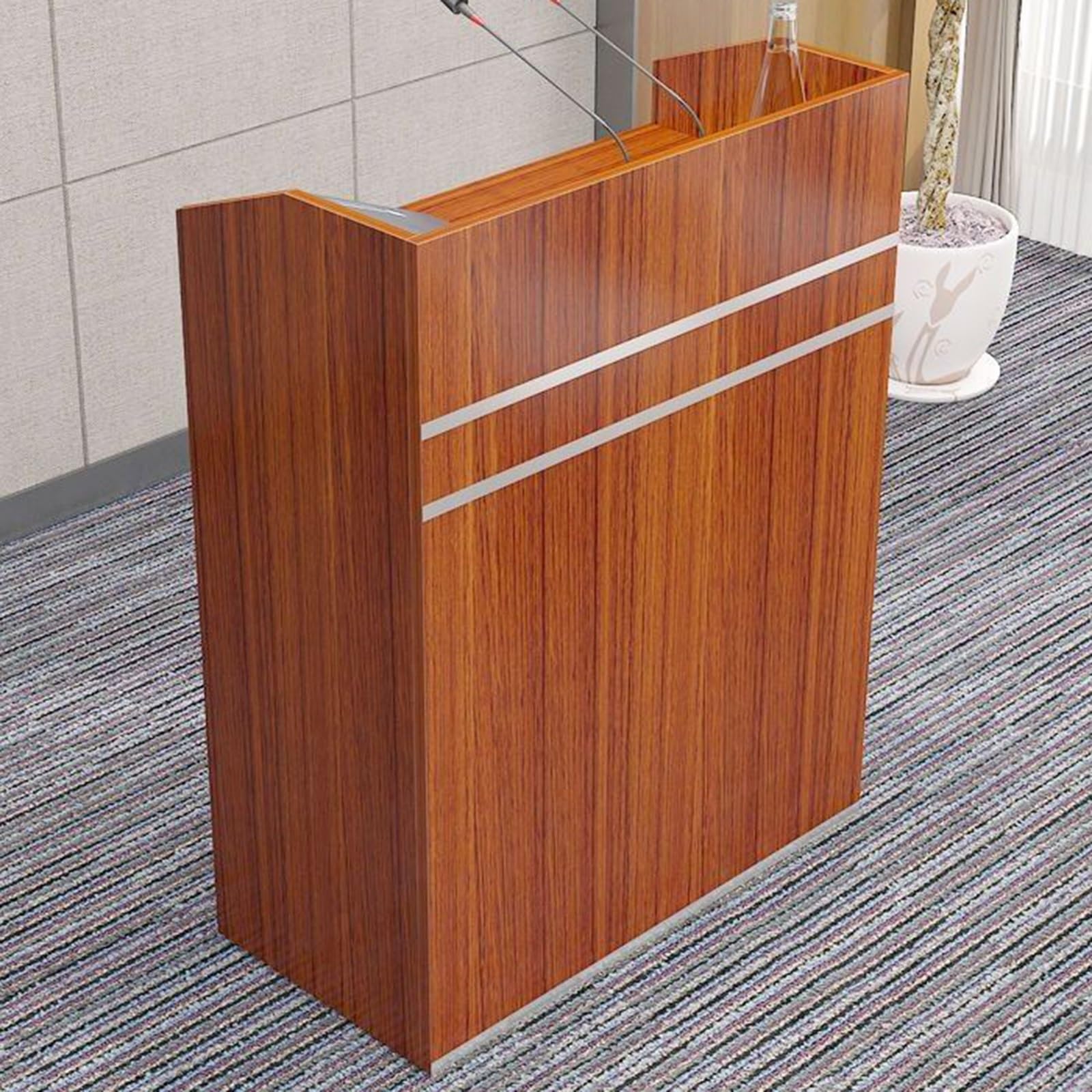 Genérico Mostrador de recepción Moderno con cajones con Cerradura, Elegante mostrador de Caja para Salones de Belleza y Tiendas de Ropa (marrón Doble)
