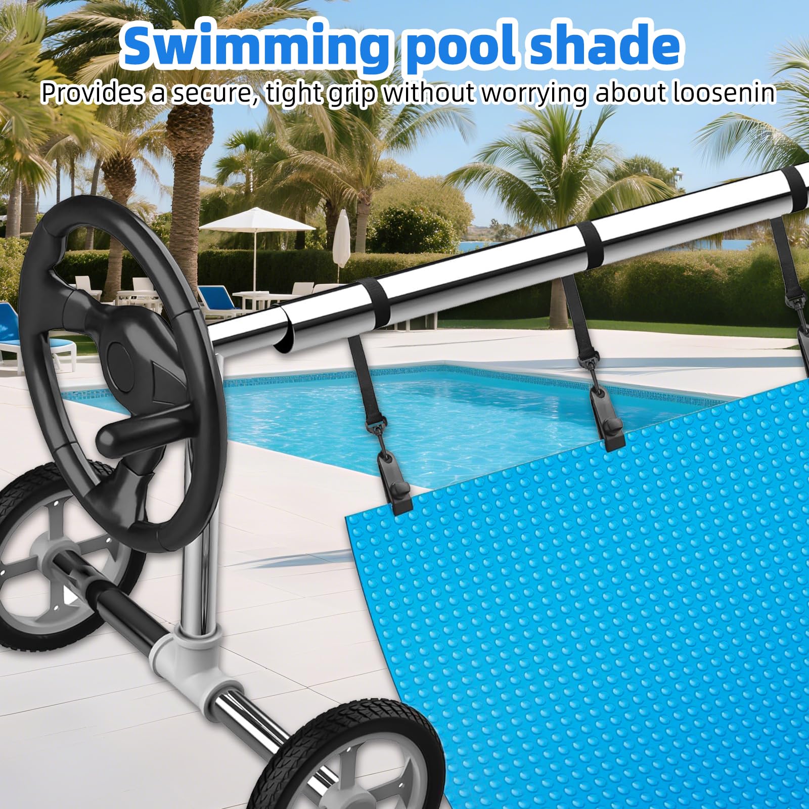 Rwbimti Juego de 8 bandas de sujeción y grapas para enrollador de piscina, especialmente para enrollador de piscina, rodillo de piscina para cubierta solar, enrollador de lona de piscina