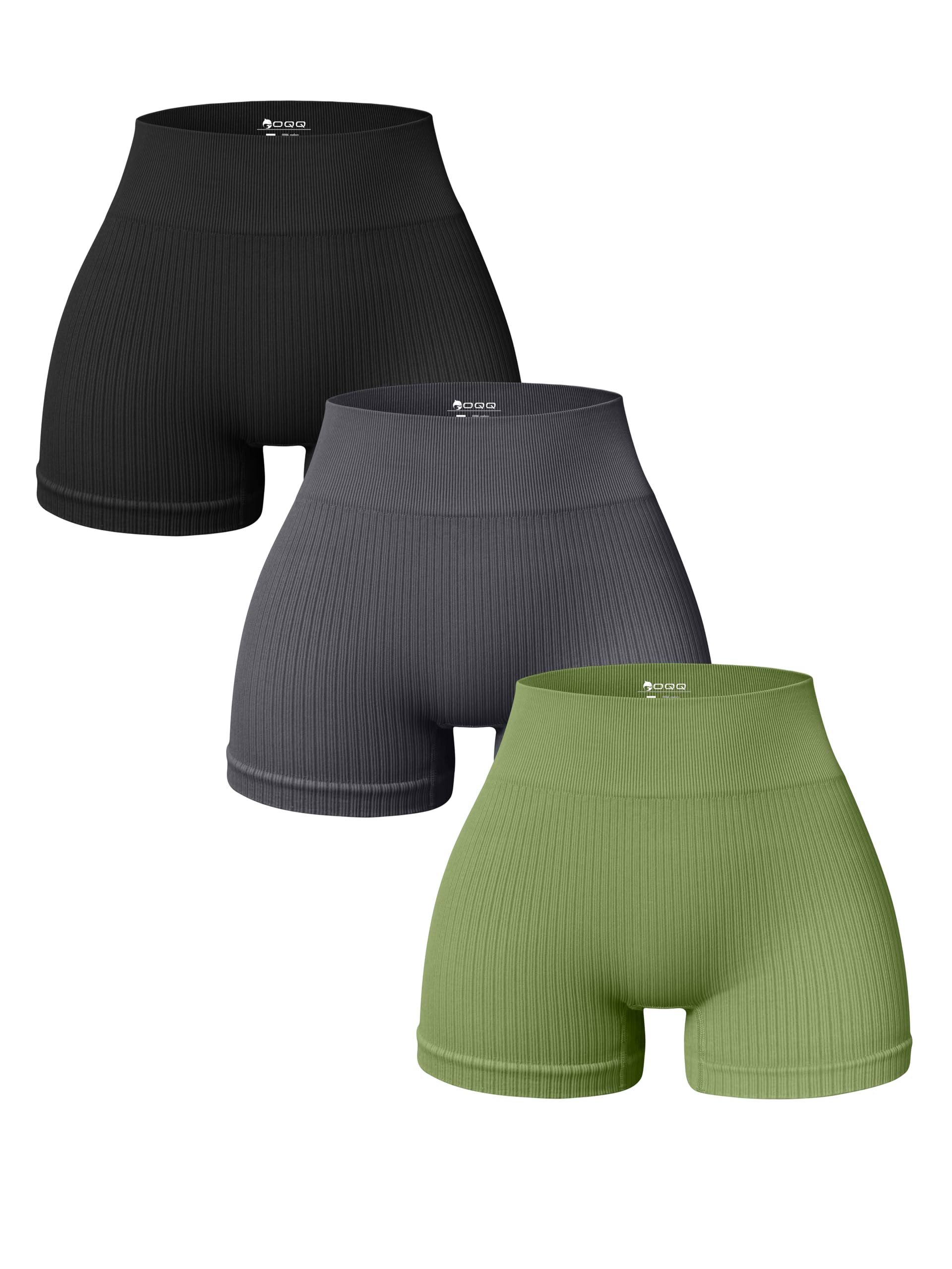 (Size S) OQQ 3 Piece Workout Shorts for Women Sexy High Waist Workout Exercise Stretch Shorts