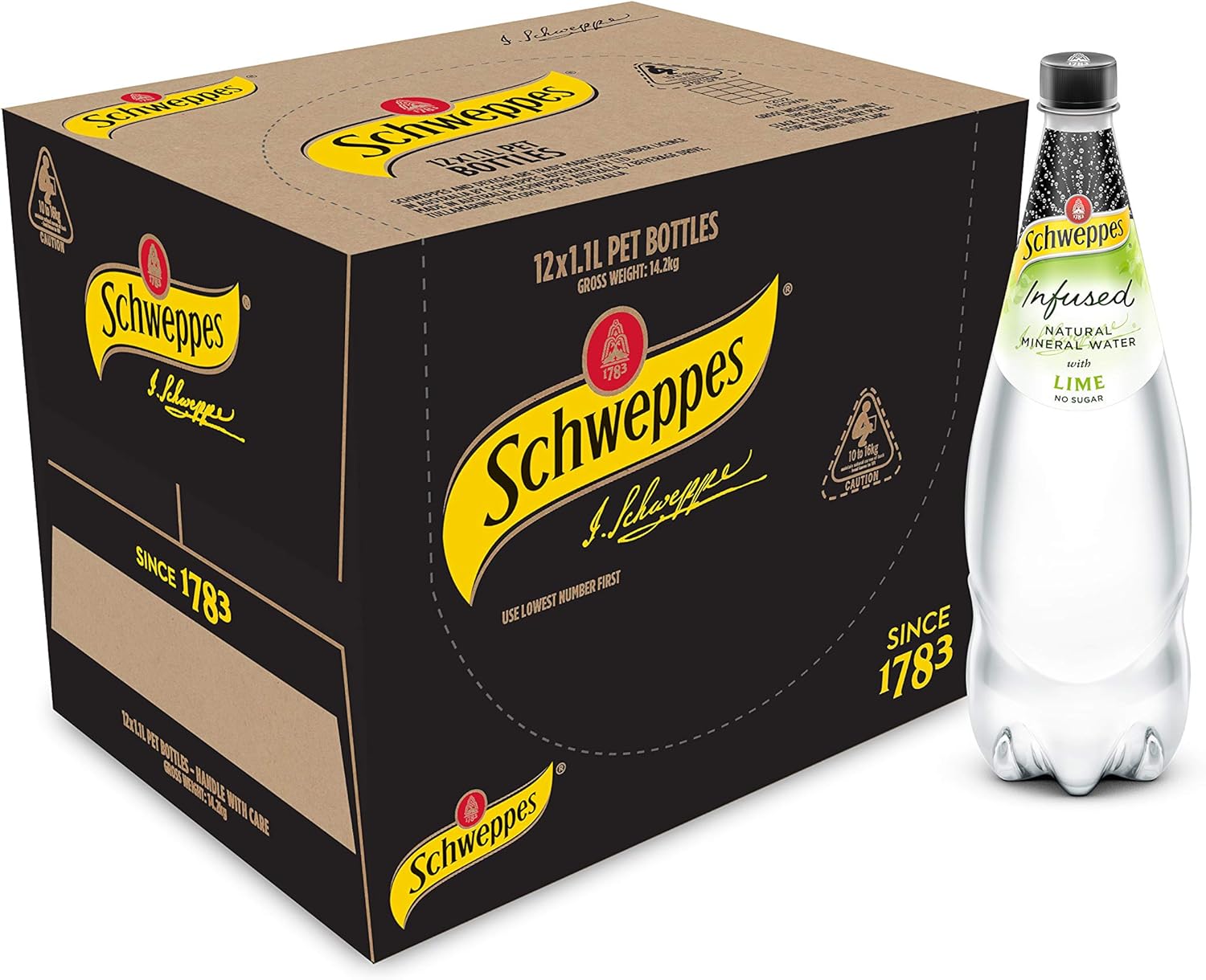 Schweppes Infused Natural Mineral Water with Lime, 12 x 1.1L Amazon