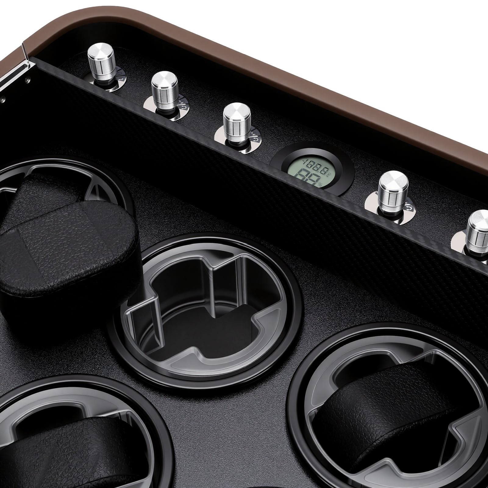 VGEBY Uhrenbeweger, Automatischer Uhrenbeweger mit Gehäuse aus Faserdichteplatine, 5 Modi, LED-Leuchten und 6 Bedienknöpfen für Automatische Uhren, Sammler-Home-Display