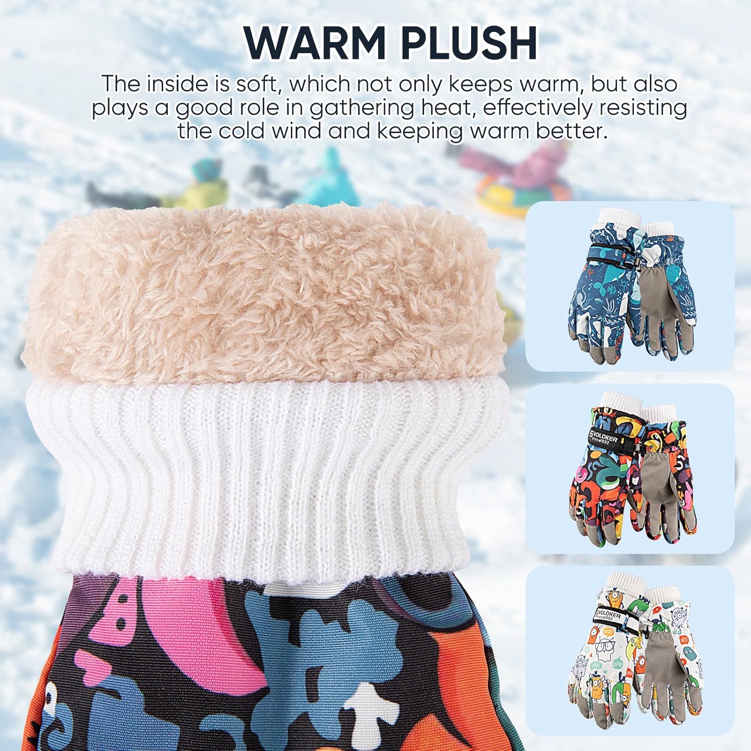 Kids Ski Snow Gloves Waterproof Winter Cold Weather Windproof Warm Snowboard Sport Mittens for Boys Girls - Image 2