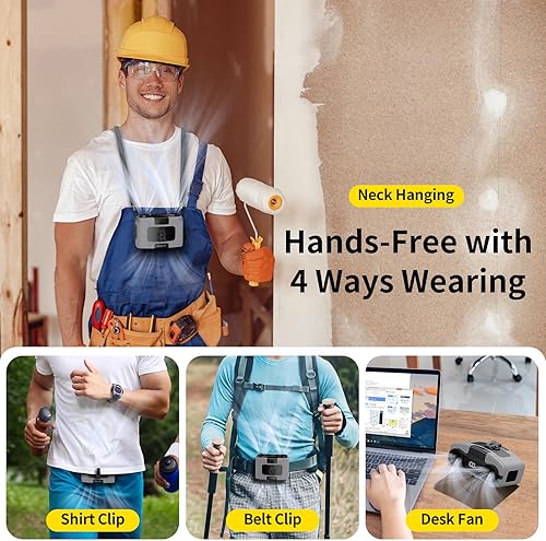 Miniatura 6 de Socool - Ventilador de cintura portátil de 20000 mAh con clip en el cinturón portátil, ventiladores personales funciona con batería, ventilador de