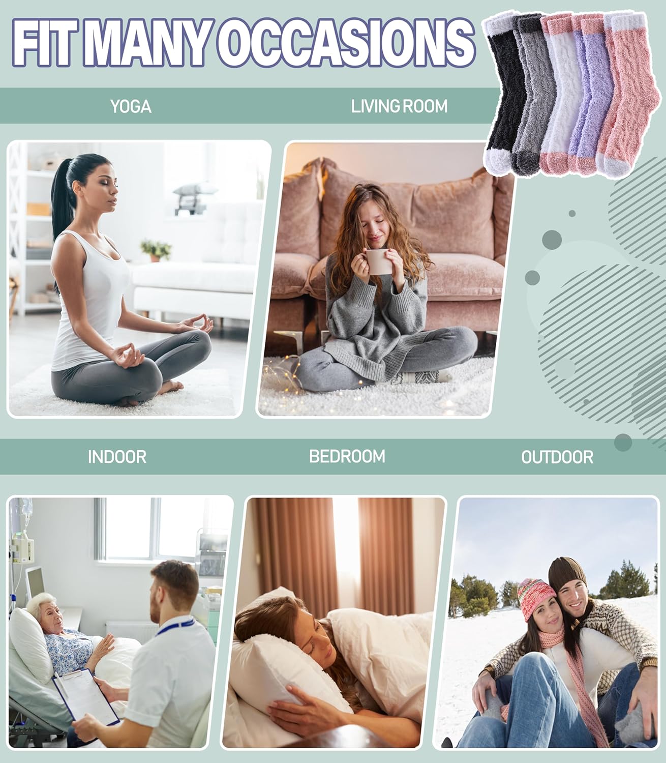 Fuzzy Socks for Women Fluffy Slipper Socks Cozy Winter Warm Soft Microfiber Plush Home Sleeping Gift Socks - Image 7