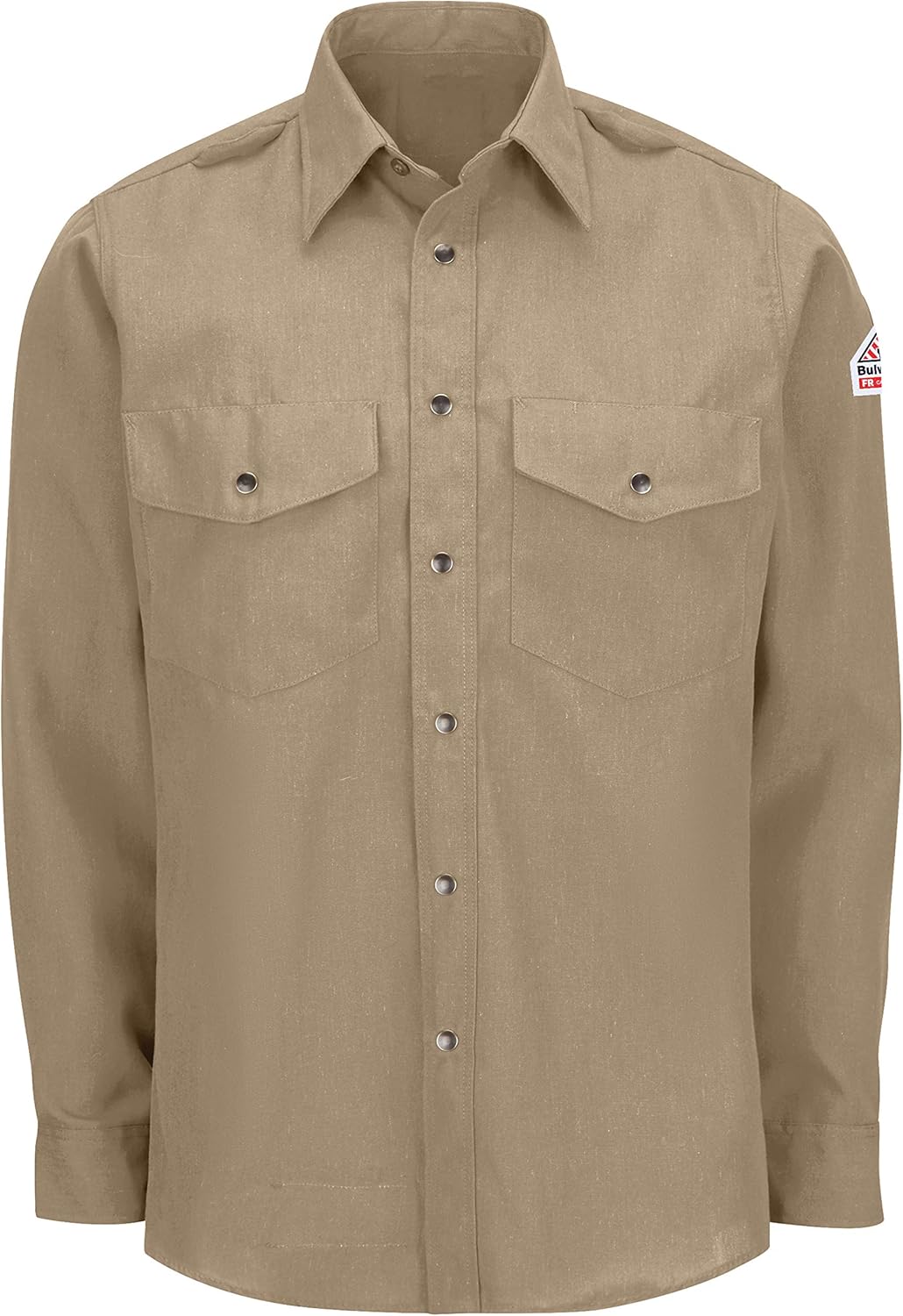 Bulwark Flame Resistant Nomex IIIA Snap-Front Uniform Shirt, Tan, Medium/Long