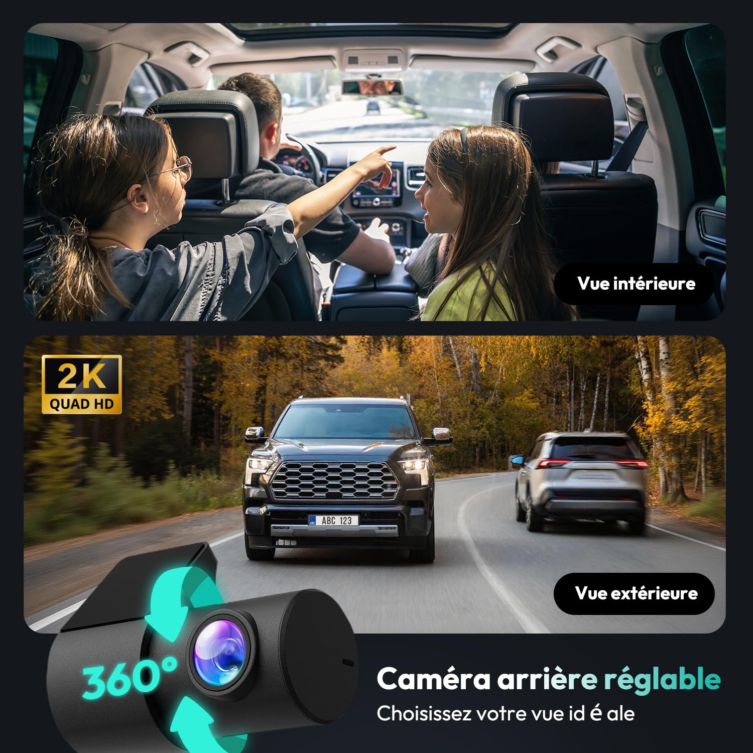 BOTSLAB 4K Dashcam Voiture Avant Arrière GPS, WiFi Caméra Voiture avec Carte SD 64GB,Camera Voiture Grand Angle 170°,ADAS,Vision Nocturne,WDR,G-Capteur,Mode Stationnement 24H