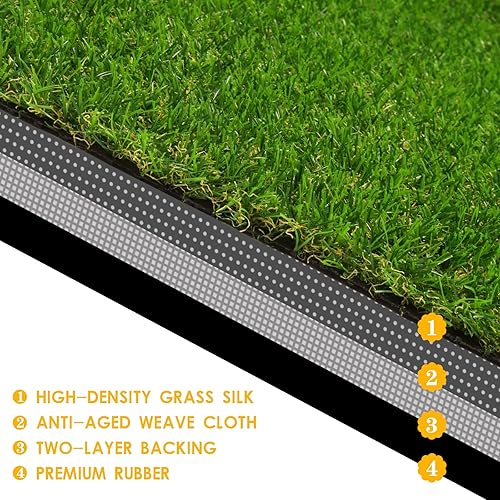 Miniatura 6 de ZGR - Alfombra de césped artificial realista de 9 x 16 pies, césped sintético ZGR de 0.8 pulgadas, para interiores y exteriores, patio, jardín,
