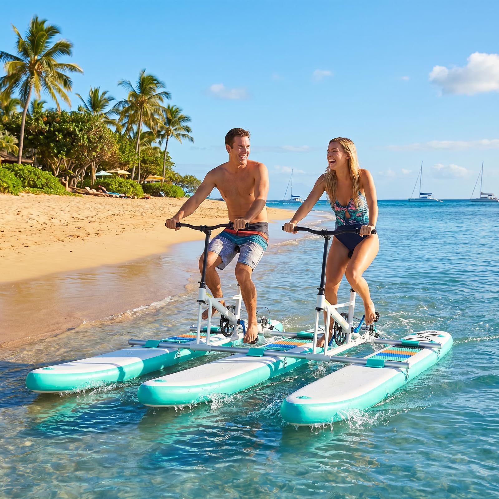 Inflatable Water Bike for 2 Person,Adult Water Bicycle with Adjustable Seat,Portable Pedal Boat Kayak Bicycle Boat for Lake Sea Pool Fishing Water Sports