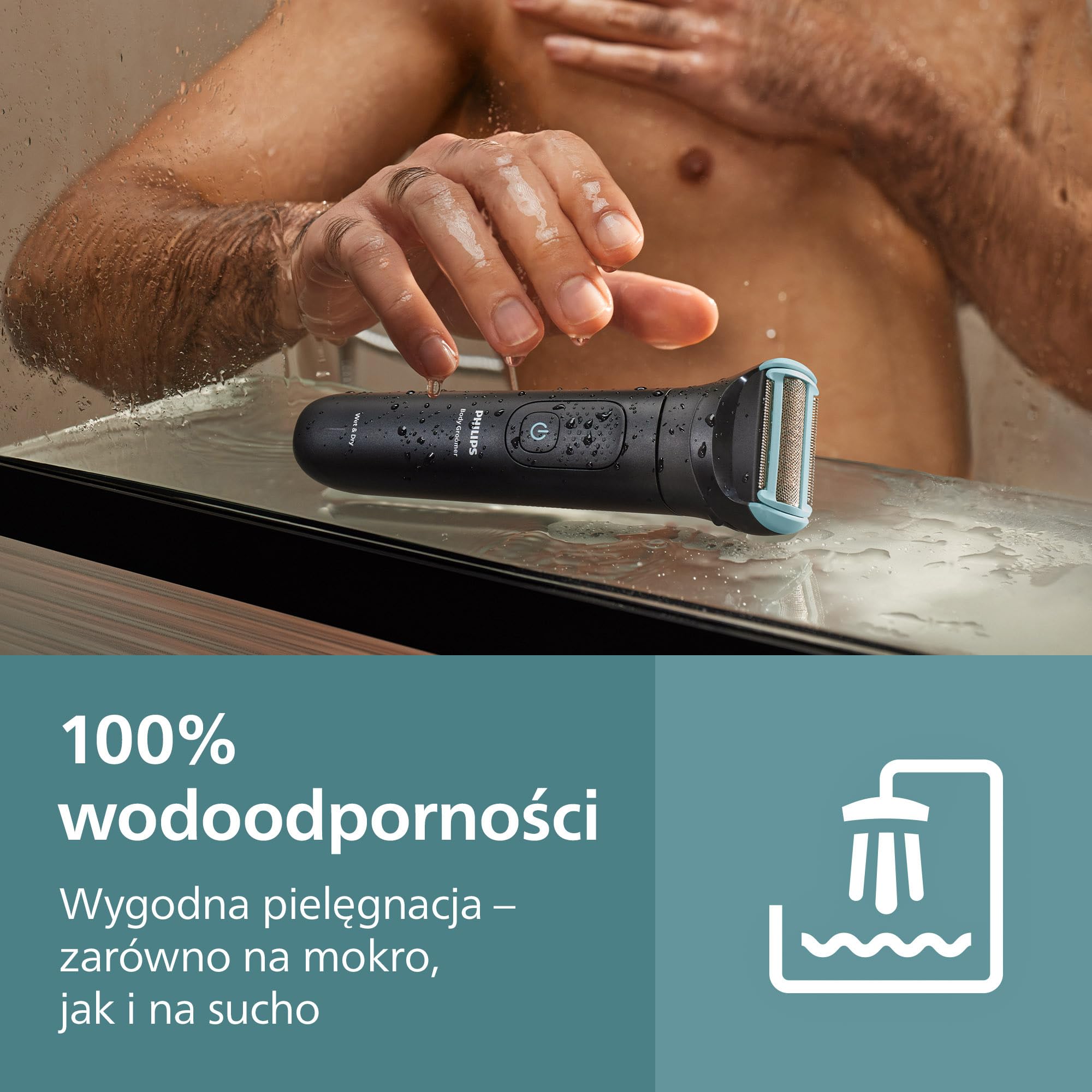 Philips Body Groomer Seria 5000 – trymer do ciała dla mężczyzn Triple Protect, Zapewnia golenie okolic intymnych, Trymer jest w pełni wodoodporny, a jego czas działania wynosi 100 minut; BG5485/30