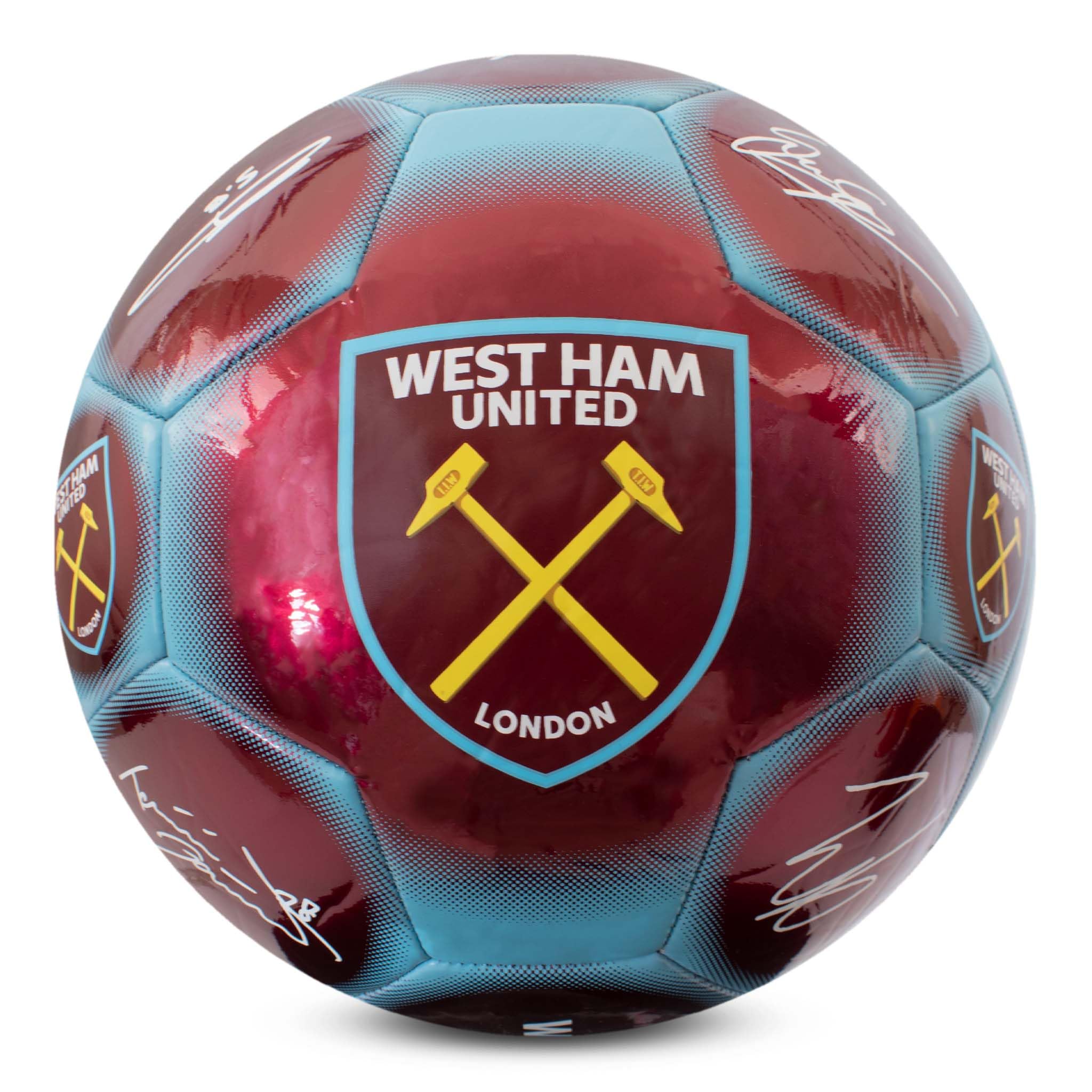 Hy-Pro Oficjalnie licencjonowana piłka nożna West Ham F.C. Classic Signature | metaliczny, rozmiar 5, młoty, trening, mecz, towar, kolekcjonerski dla dzieci i dorosłych