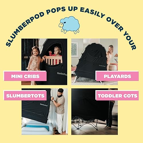 Miniatura 5 de SlumberPod Tienda de campaña para dormir oficial para empacar y jugar, mini cunas y cunas de viaje, cubierta opaca para cuna, cápsulas de dormir