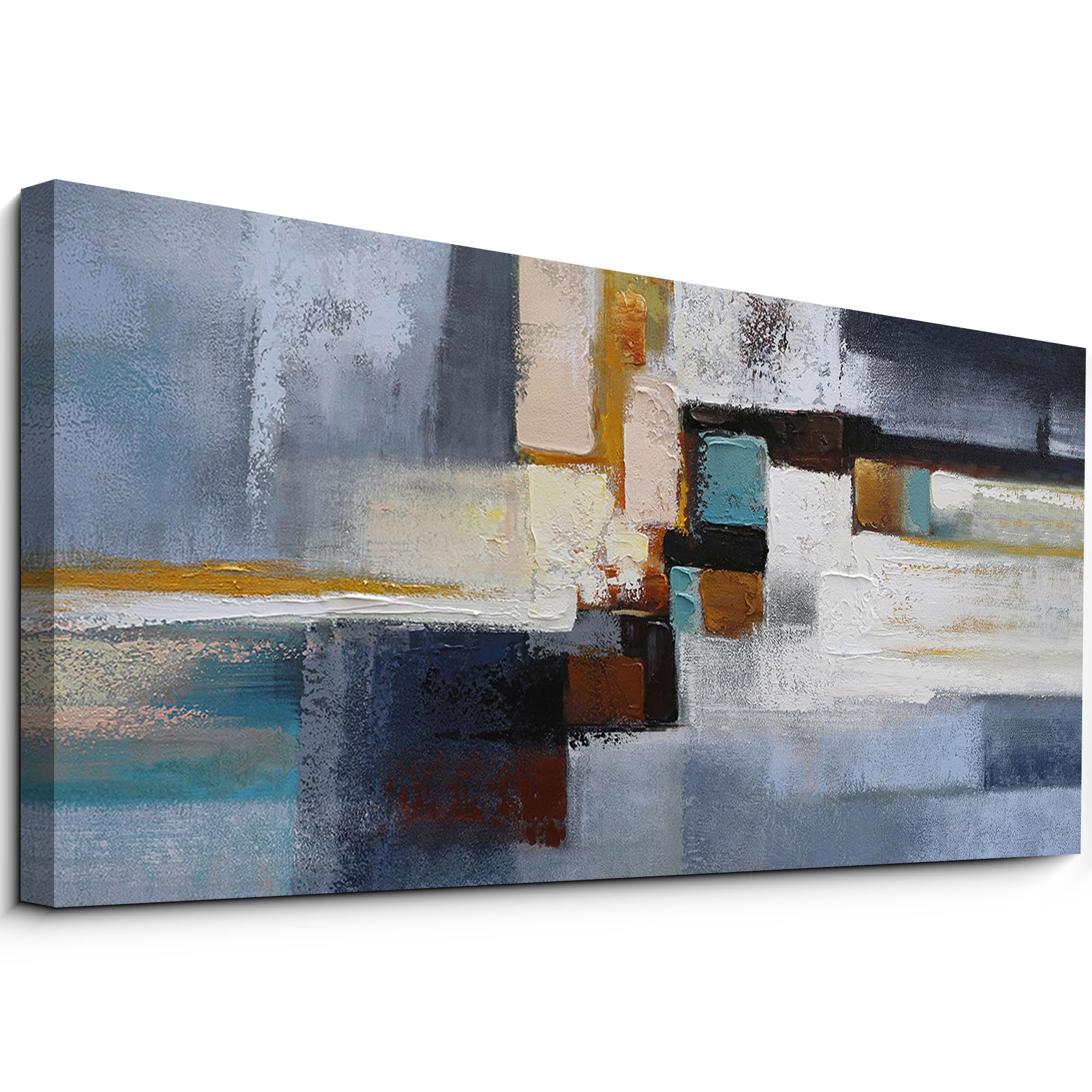 KLAKLA Black and White Abstract Wall Art - Amazing clarity - Printed color block visuals & Elevate Your Living Room Walls with Abstract Wall Decor Pictures Artwork