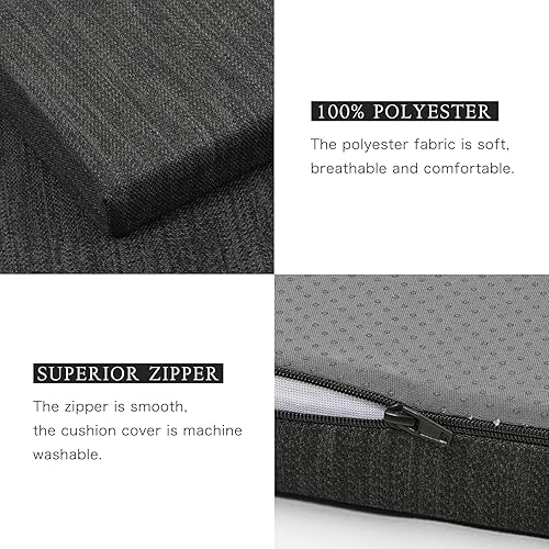 Miniatura 4 de baibu Cojín de banco clásico de 48 pulgadas con lazos, antideslizante, para interiores y exteriores, cojín de espuma de tamaño estándar con funda