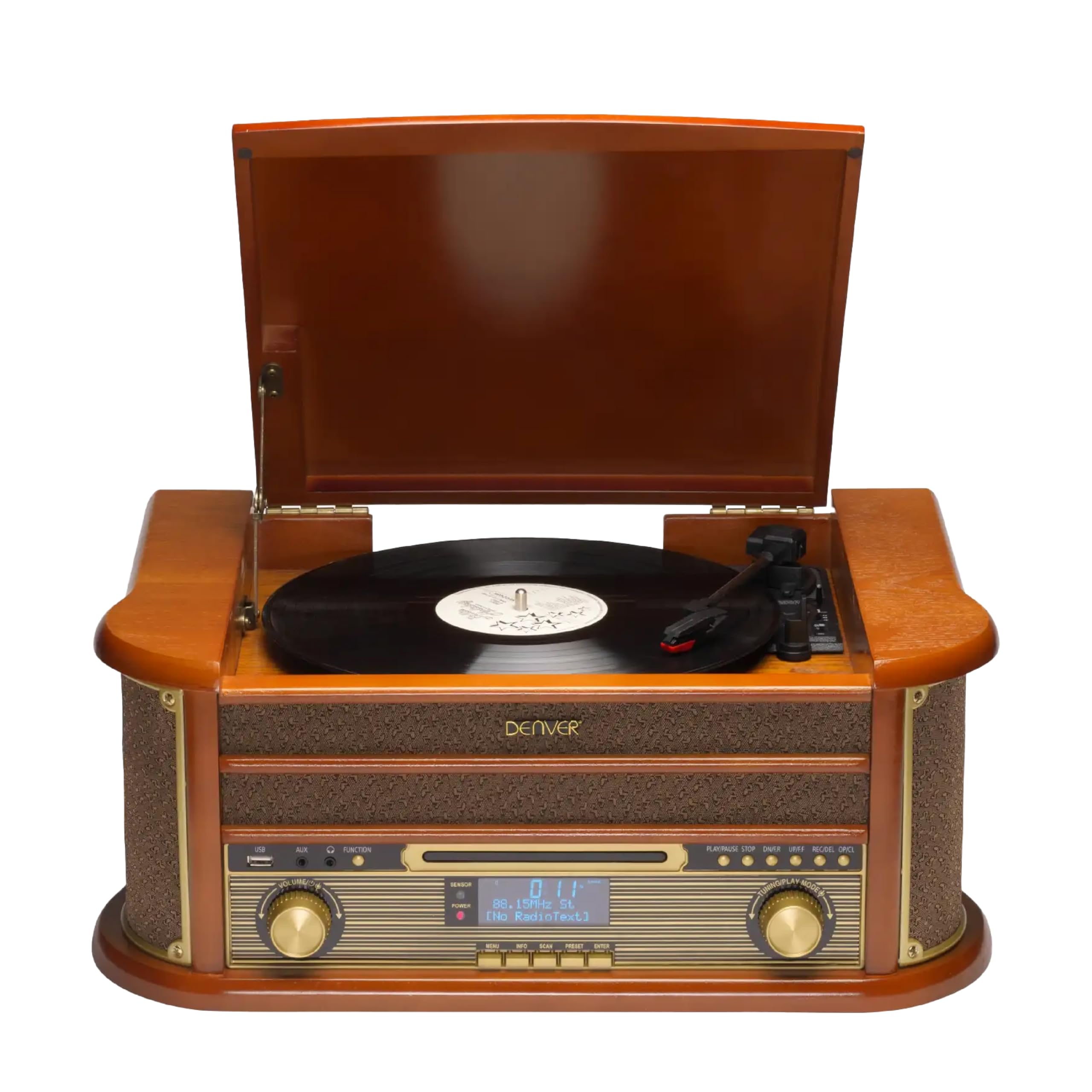 Sponsored Ad – Denver MRD-51 DAB+ FM/AM Radio with CD, Cassette and Turntable - Wood Effect