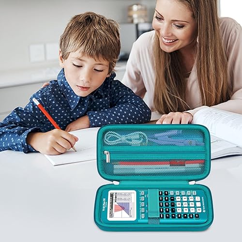 Vista 56 de Elonbo Funda de transporte para calculadora gráfica de color Texas Instruments TI-84 Plus CE/TI-84 Plus/TI-83 Plus/TI-83 Plus CE, bolsillo de malla