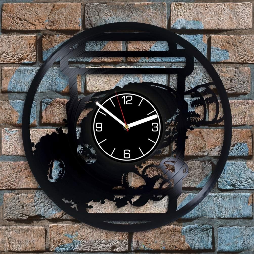 Coffee Vinyl Record Wall Clock Nature Decoration 12 inch Wall Clock Coffee Beans Art Birthday Gift For Her Beverage Wall Art Nature Wall Clock Modern Coffee Beans Vinyl Clock Xmas Gift For Man