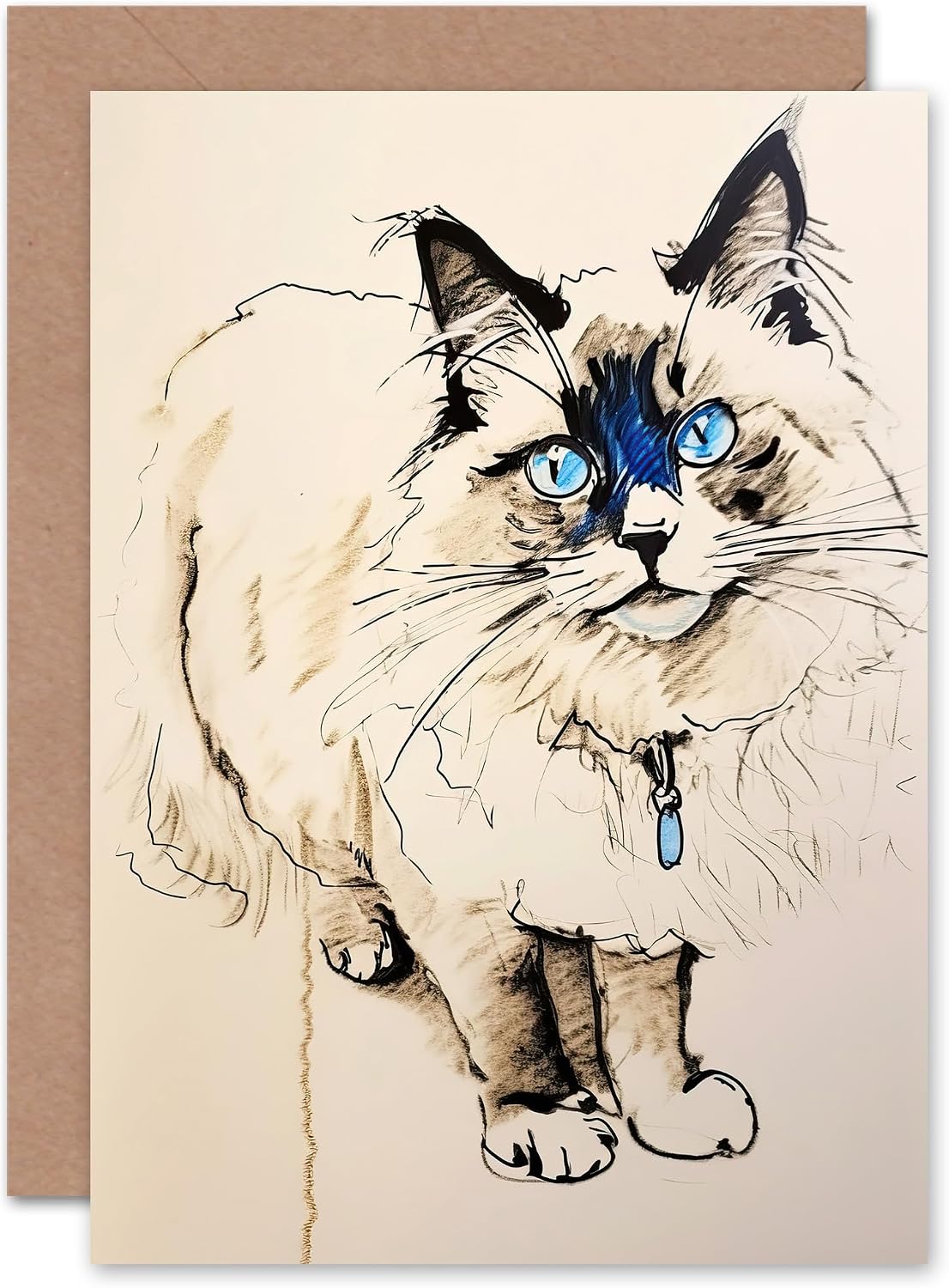 Cat In Cornfield For Wife Her Mum Sister Daughter Mom Gran Nan Birthday Thank You Congratulations Blank Art Greeting Card