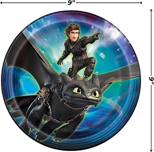 Miniatura 3 de Unique Platos redondos de papel para cena - 9 pulgadas, cómo entrenar a tu dragón, 8 piezas
