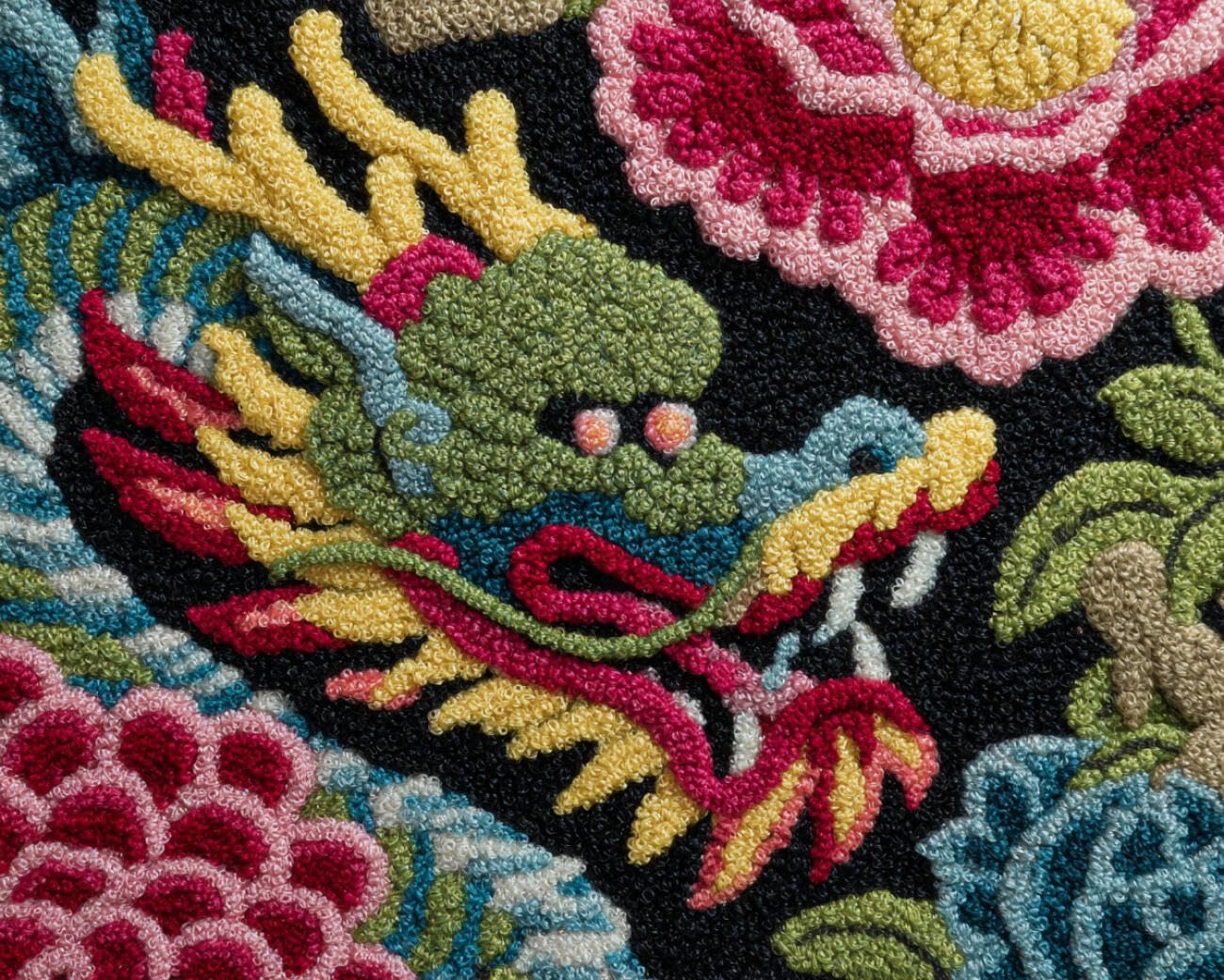 AMBATTERY Latch Hook Kits Carpet Colorful Dragon 85x115cm
