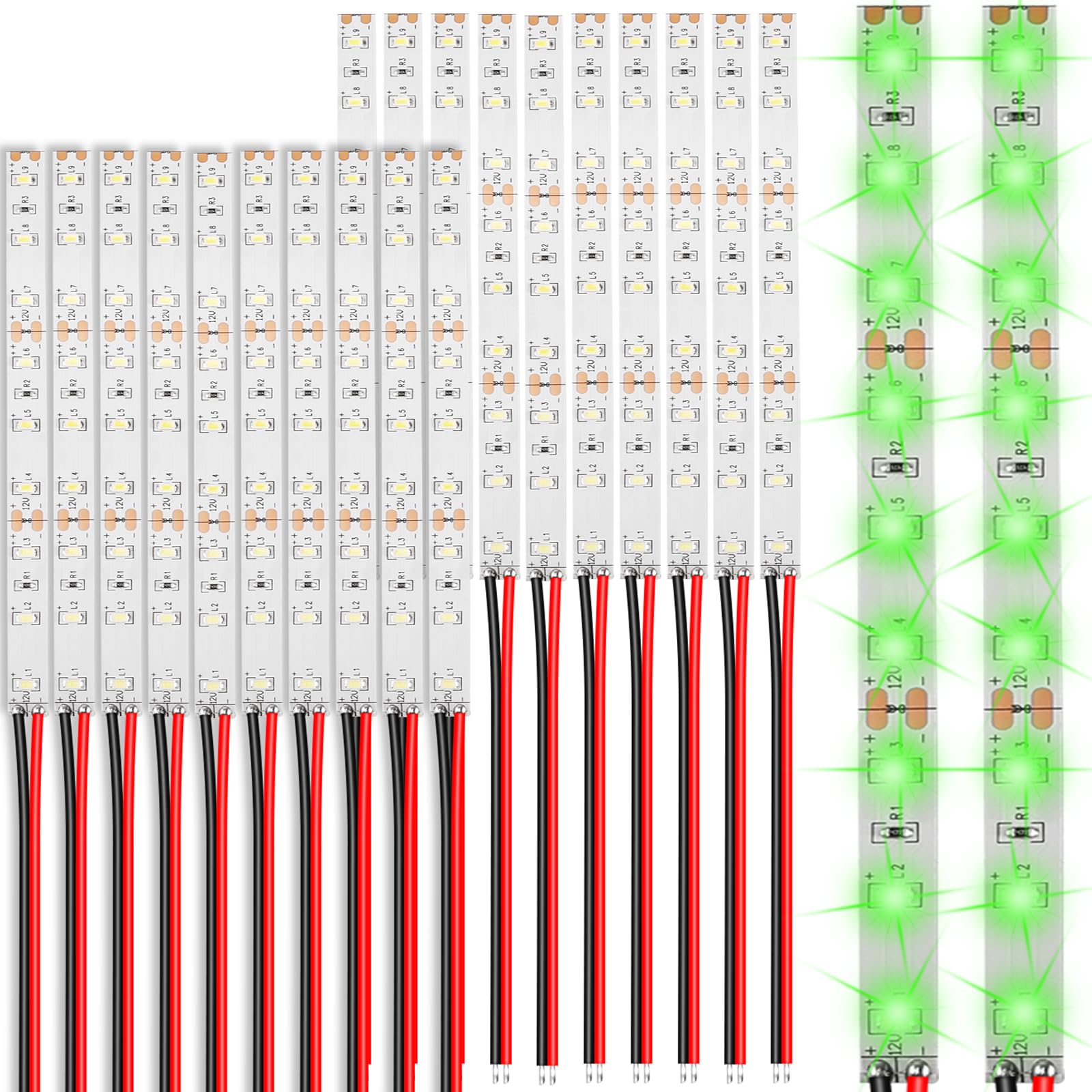 Joycabin 20 Stücke 150mm VorDrahtete LED Streifen, 2835 SMD LED mit 15 cm Kabel 12-18V Modellbau Led Beleuchtung für DIY, Modellbau, Dekor, Beleuchtung (Grün)