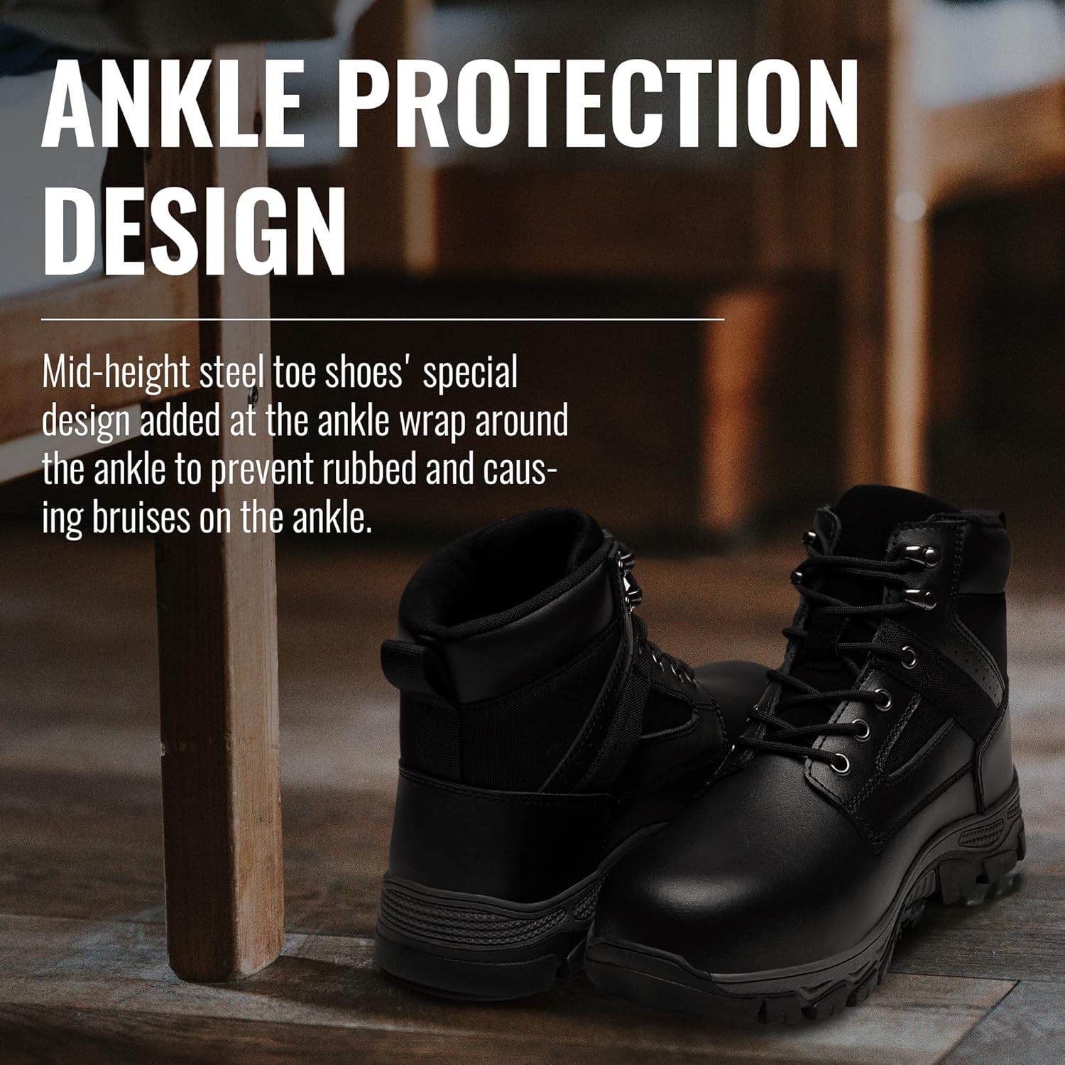 Vista 4 de Jousen Botas de acero con punta para hombre, impermeables, de combate, tácticas, militares, aisladas, botas de trabajo para hombres