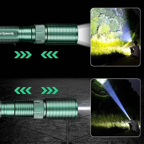 Miniatura 8 de Cargador de batería 18650 con 2 ranuras y linterna táctica, linternas superbrillantes de 5 modos para llevar diariamente al aire libre de campamento