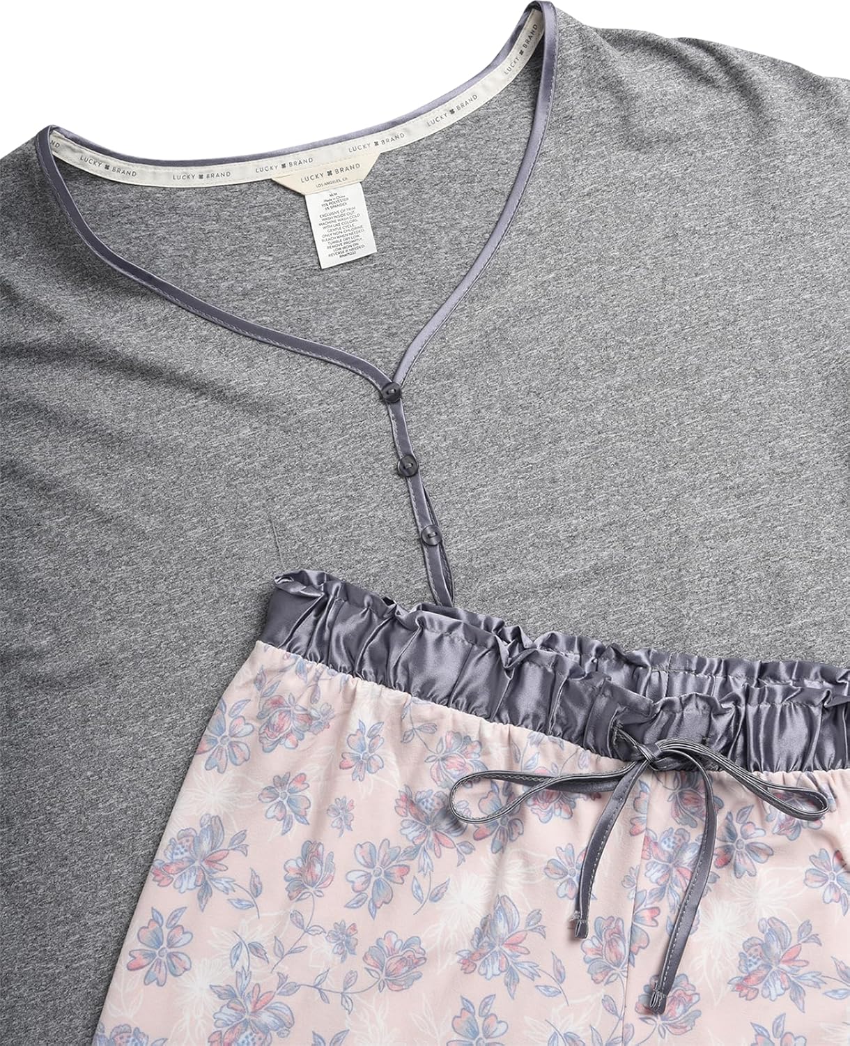 Lucky Brand Women's Pajama Set - 2 Piece Henley Sleep Shirt and Lounge Pants - Silky Soft Sleepwear for Women - Image 2