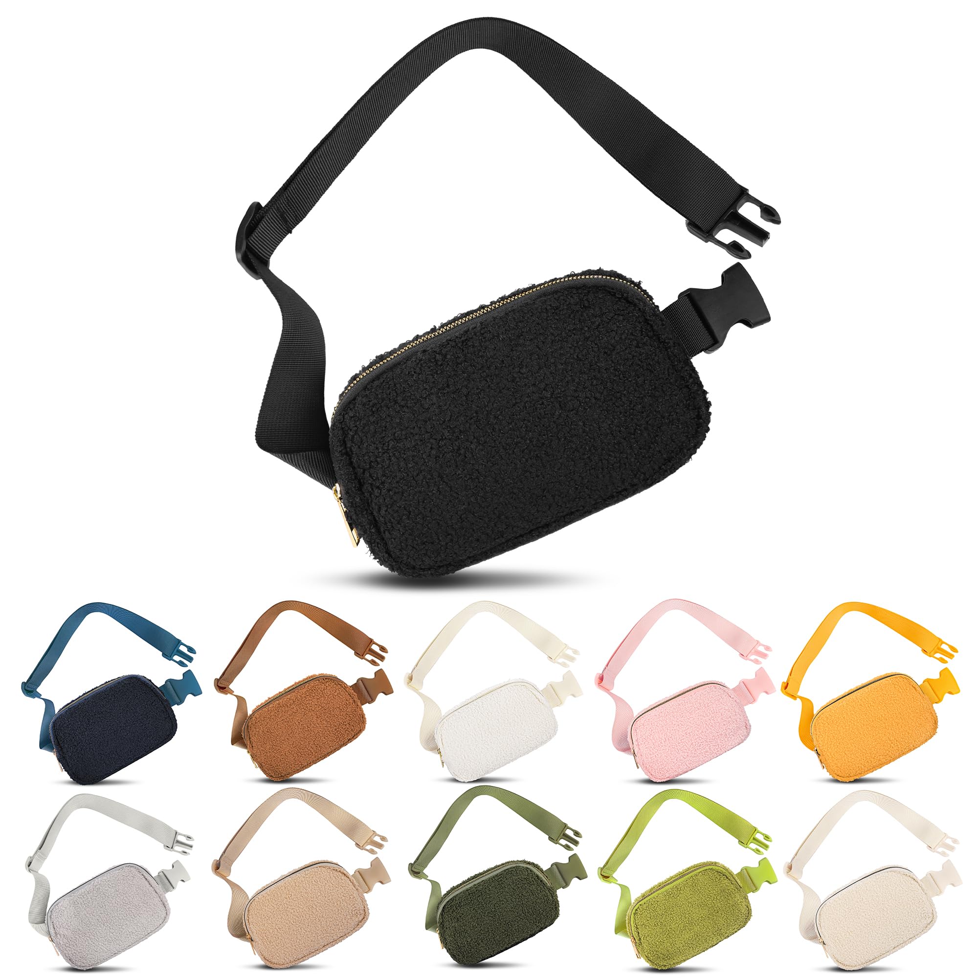 nerka nerka do biegania nerka dla kobiet i mężczyzn torba na pasek crossbody torba nerka z regulowanym paskiem do uprawiania sportu, Polarowa nerka czarna, 43.3 inches, 1 x nerka polarowa