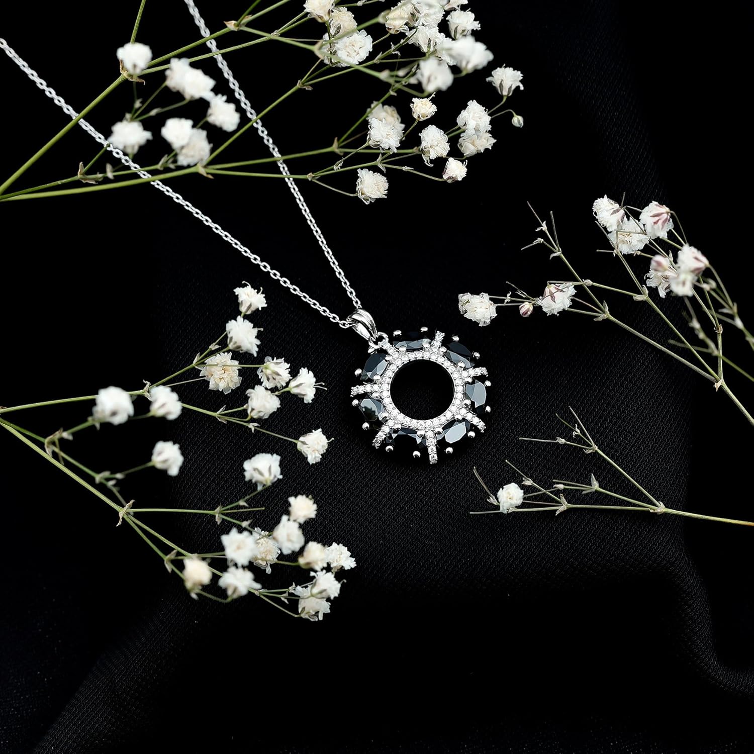 Natural Black Spinel Necklace With Silver Chain, Aaa Quality, Certified Spinel Eternity Necklace - Unique Gift For Women