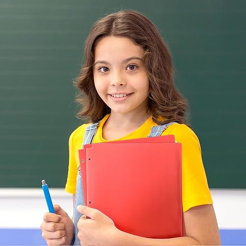 Miniatura 8 de Dunwell Carpetas con bolsillos (rojo, paquete de 3, 2 bolsillos y 3 agujeros), carpetas de plástico de colores para carpeta de 3 anillas, carpeta de